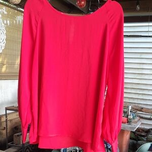 Maurices Red Asymmetrical Long Sleeve Blouse